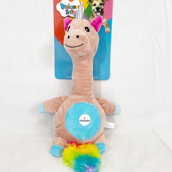 Unicorn Tribe Trend Interactive Animal Pet Dog Toy Pink Unicorn with Squeaker - Picture 1 of 10